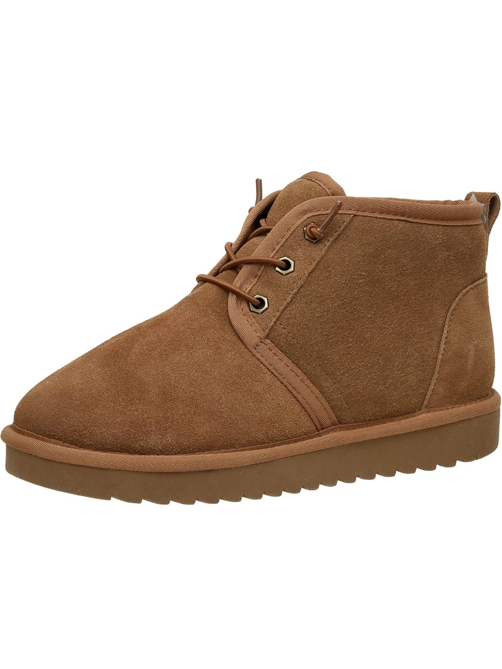 Cushionaire HARPER Suede Fur Lined Slip On Boots in Chestnut